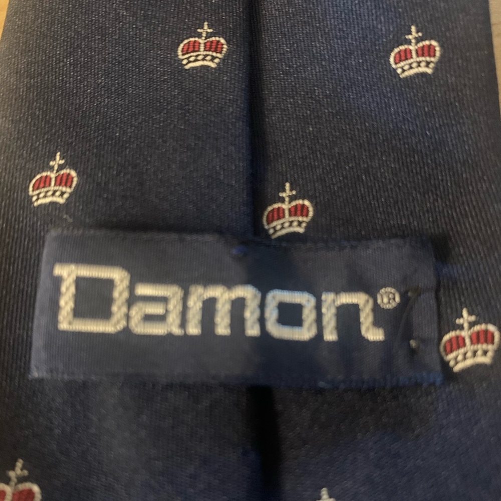 Damon Navy Blue with crown 👑 men Necktie !! - Picture 4 of 4